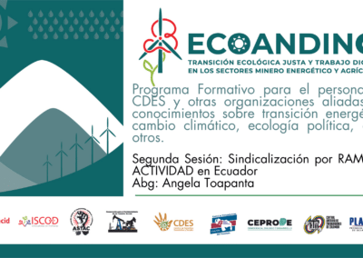 Programa formativo para organizaciones aliadas, sobre transición energética, cambio climático, ecología política entre otros