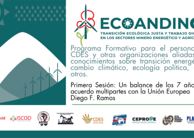 Programa formativo para organizaciones aliadas, sobre transición energética, cambio climático, ecología política entre otros